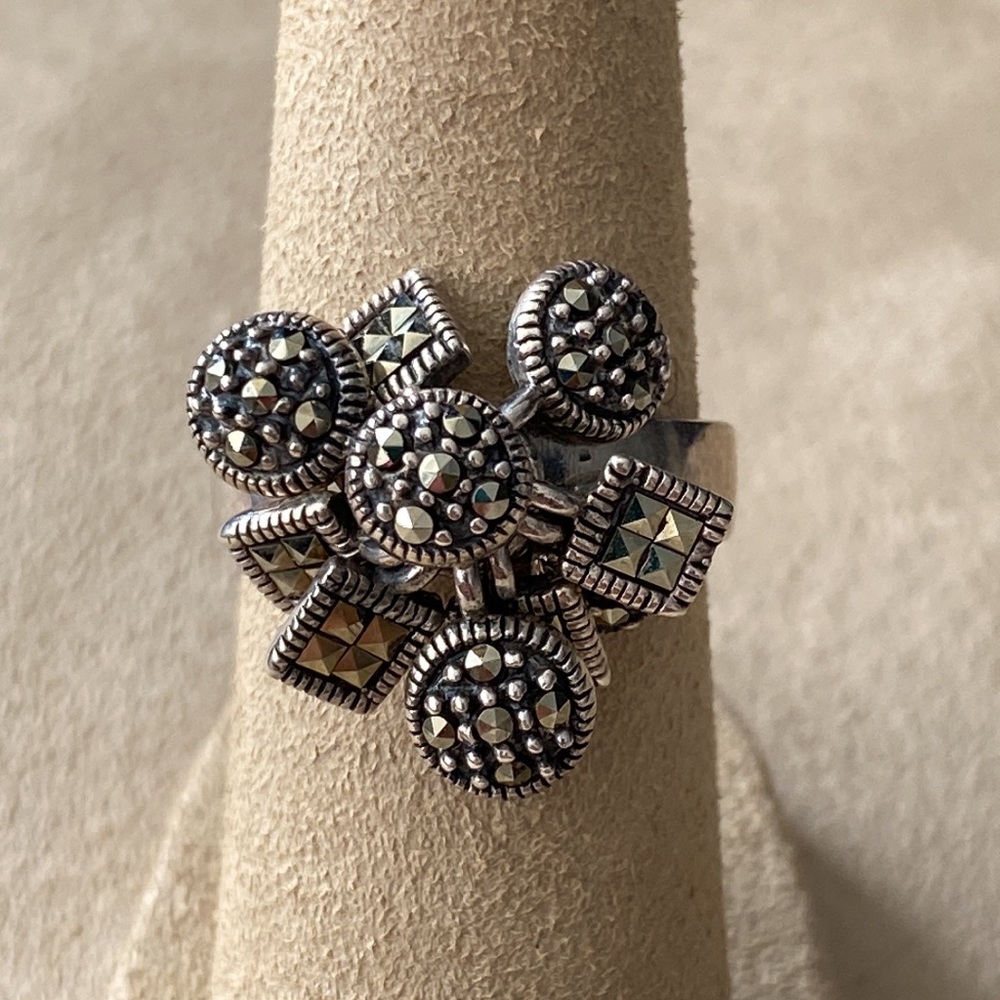 Marcasite silver charm ring